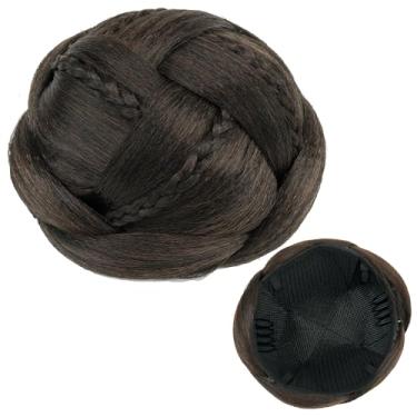 Imagem de IMISSU Cobertura de cabelo trançado chignon dançarina rosquinhas scrunchies mulheres coques de cabelo peruca updo (M1 Chocolate marrom)
