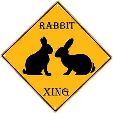 Imagem de PXIYOU Rabbit Xing Crossing Sign Novelty Animals Signs Wall Outdoor Decor for Living Room Lawn Garden Yard House Room Signs 12X12Inch