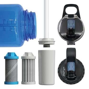 Imagem de The Answer | Sistema de filtro de garrafa de água compatível com Hydro Flask | Tampa de canudo de filtro para garrafas Hydro Flask | Filtro americano de 5 estágios 2 microns, remove 99,9% dos contaminantes de água da torneira (32 e 1134 g)