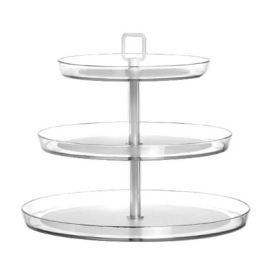 Imagem de Porta Doces Baleiro Triplo 3 Andares Acrílico Cristal 320mm - Três Tri