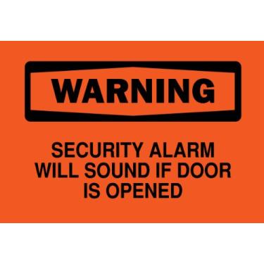 Imagem de Brady 22545 Plástico, 17,8 cm x 25,4 cm Legenda do sinal de aviso, Alarme de segurança soará se a porta for aberta"