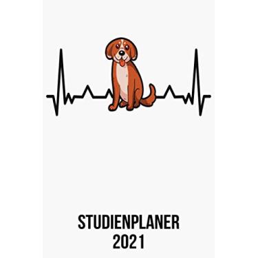 Imagem de Studienplaner 2021: DIN A5 Kalender von 01/2021-12/2021 1 Tag = 1 Seite mit großem Tageskalender und großartiger Übersicht. Monatsübersicht, ... / Hundemama Hund heartbeat herzschlag