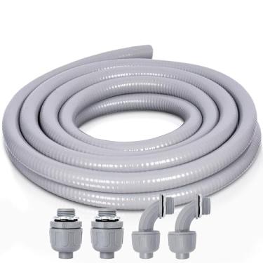 Imagem de Feotech Kit de Conduíte e Conector Líquido - Conduíte Elétrico Líquido Não Metálico de 1/2 Polegada 3,5 m Não Metálico com 2 Conexões Retas e 2 Ângulos