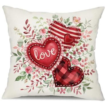 Imagem de DFXSZ Capas de almofada de dia dos namorados 45,7 x 45,7 cm coração vermelho decoração de letras brancas capas de almofada de dia dos namorados para sofá 87A18