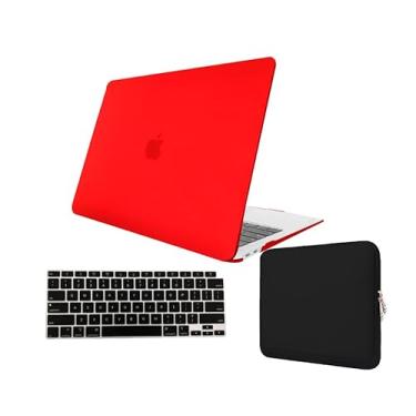 Imagem de Kit Case Para Macbook NEW PRO 15 A1707 A1990 Com Touchbar + Película de Teclado + Capa Neoprene (Vermelho Fosco)
