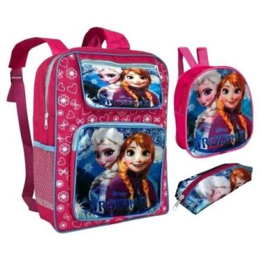 Imagem de Kit Escolar Mochila Grande + Estojo + Lancheira Menina - sem marca