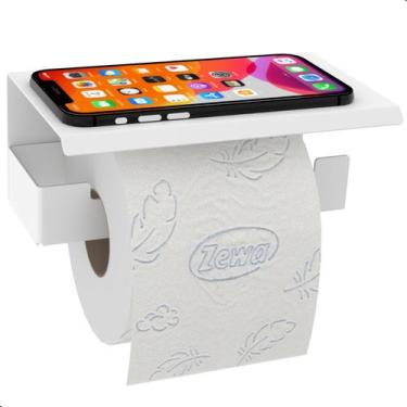 Imagem de Suporte Papel Higiênico Adesivo Colar Na Parede Branco ELG - STEELDECO