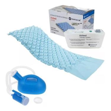Imagem de Kit Colchão Anti Escaras Casca De Ovo Com Motor 110v + Urinol Coletor 