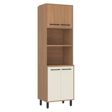 Imagem de Paneleiro Torre Quente 65cm para Forno e Micro-ondas 4 Portas Havana Multimóveis Cr20311 Rovere/champanhe