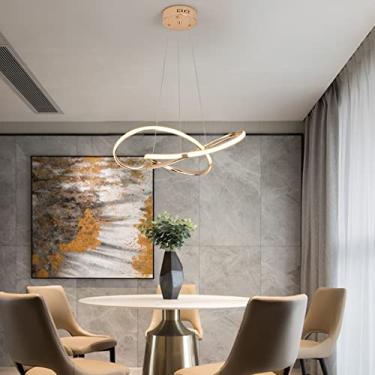 Imagem de 30W 1800 lumenTrefoil projeta luminária suspensa regulável com controle de retomo, para salas de jantar, ilha de cozinha e tetos altos (Dourado)