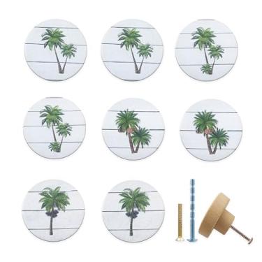 Imagem de Lasyman Puxador de gaveta de madeira com 8 unidades de 3,5 cm redondo exclusivo árvore porta de cozinha puxadores e puxadores de armário