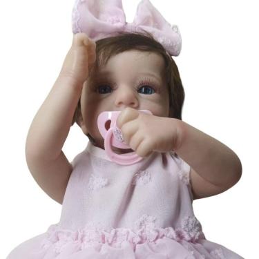 Imagem de Bebê Reborn Menina Corpo De Viníl De Silicone Artesanal Olhos Abertos