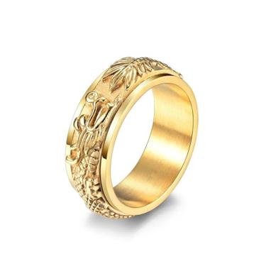 Imagem de ellifam Anel de dragão | Giratório, Fidget Masculino Dragão, Spinner, Anel Animal, Anel Punk Motociclista Hip-Hop, Dragão Chinês, Spinner Nórdico Celta para Estilo Viking, Anel Masculino Boho Vintage,
