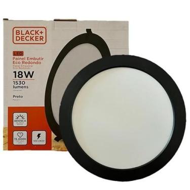 Imagem de Kit 4 Plafon Redondo Preto Embutir 18w Branco Frio 6500K - Black+Decke