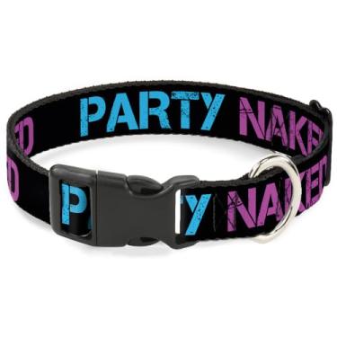 Imagem de Coleira com clipe de plástico - Party Naked Black Turquesa Fúcsia - Largo-Grande 45,7-81,2 cm