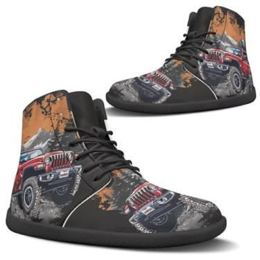 Imagem de GOSTONG Tênis de caminhada masculino largo, descalço, cano alto, leve, antiderrapante, casual, sola zero drop para trabalho, viagens, tamanho 34 a 48, Jeep Car, 8 Wide