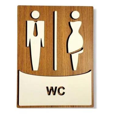 Imagem de Placa Indicativa De Sanitário Decorativa Mdf 3mm Banheiro Wc - loja di