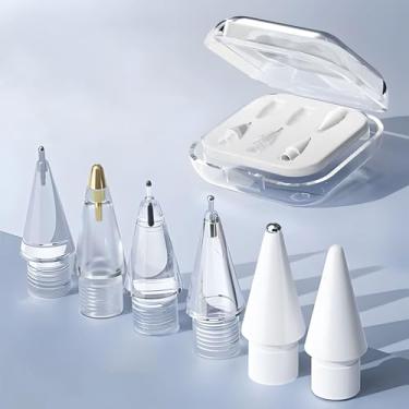 Imagem de Pacote com 6 pontas de substituição para Apple Pencil Pro/2ª geração/1ª geração/USB C, pontas atualizadas para Apple Pencil com capa, sem desgaste, controle preciso de ponta fina, para conjuntos de