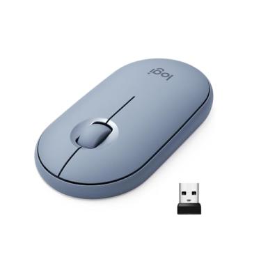 Imagem de Mouse sem fio Logitech Pebble M350 com Clique Silencioso, Design Slim Ambidestro, Conexão USB ou Bluetooth e Pilha Inclusa - Azul
