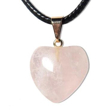 Imagem de Colar Mini Coração Quartzo Rosa Pedra Natural Dourado - CristaisdeCurv