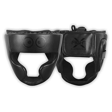 Imagem de FightX Conjunto de equipamentos de treinamento de boxe para boxeadores MMA para jovens protetor de cabeça de boxe Muay Thai UFC protetor de capacete de luta para homens e mulheres (Totalmente Preto)
