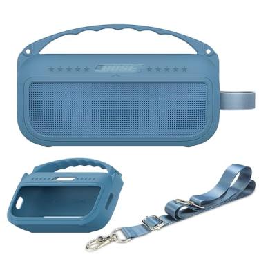 Imagem de Capa de silicone compatível com alto-falante Bluetooth portátil Bose SoundLink Flex 2ª/1ª geração, capa macia para alto-falante Bose SoundLink Flex Acessórios (capa azul)
