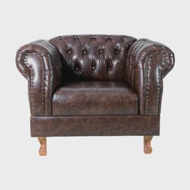Imagem de Duas Poltronas Chesterfield Duque Para Sala, Tv, Estar, Recepção, Barbearia, Decoração - Corano Marrom