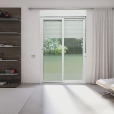 Imagem de Porta de pvc Integrada 230x200cm com 2 Folhas e Vidro Liso Temperado com Cremona itec Brimak