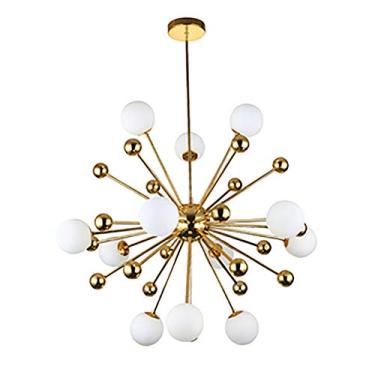 Imagem de ZZZYZ 12 - luzes dentes-de-leão metal Sputnik candeeiro suspenso moderno esférica opalina vidro durante a luz única industrial luz pendente para cozinha quinta - S ouro 12 cabeças