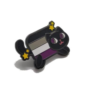 Imagem de Nyan Cat Pride Esmalte Pin The Meme Kitty in Rainbow Trans Pansexual Bissexual Lésbica Assexual Não binário Aromântico Orgulho Bandeira Cores lgbtq+, Medium, Zinco, Sem Pedra Preciosa