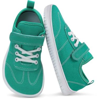 Imagem de Tênis infantil / pequeno/grande para crianças descalços | Tênis minimalista de lona para meninos/meninas | Tênis minimalista sem cadarço, Verde, 21