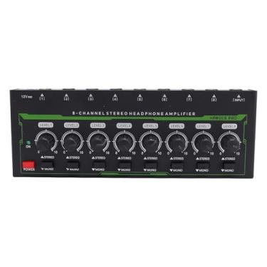Imagem de Amplificador de Fone de Ouvido Estéreo de 8 Canais, Amplificador de Fone de Ouvido de Controle de Volume Independente Com Luz RGB, DJ Stage Sound Studio Mixer Metal 6.35mm Jack,