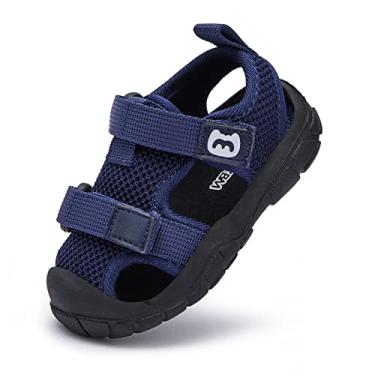 Imagem de BMCiTYBM Sandálias De Verão Fechadas Para Meninos E Meninas, Sapatos Leves E Antiderrapantes Para Primeiros Passos, Tênis Azul Marinho, Tamanho 18-24 Meses, Infantil