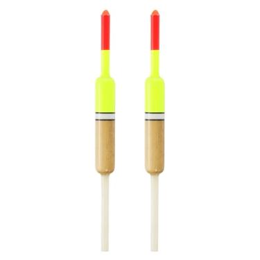 Imagem de PATIKIL Flutuadores de pesca de 5 cm, pacote com 2 boias ovais, boias de pesca, acessórios de pesca com corpo flutuante de madeira balsa para equipamentos de pesca em água doce, vermelho/amarelo