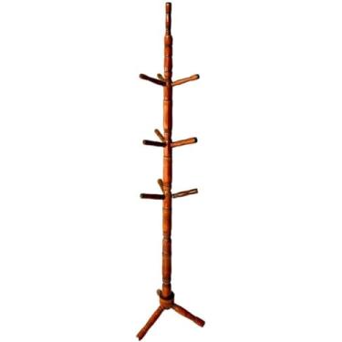 Imagem de Cabideiro de Chão Mancebo Envernizado Arara De Roupas 10 Ganchos Madeira Cabide organizador roupa(Mel) (Rajado)