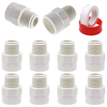 Imagem de YuGtcen 1/2 Conexões de PVC, 1/5.1 cm PVC NPT Macho Rosca Conector de Conexões de Tubulação SCH40, (Socket x NPT fêmea) Adaptador de Acoplamento de Tubo para Encanamento (10 peças)
