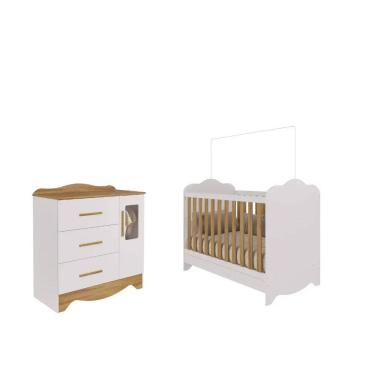 Imagem de Quarto Bebe Moveis Peroba Berço com comoda Clara MDF 