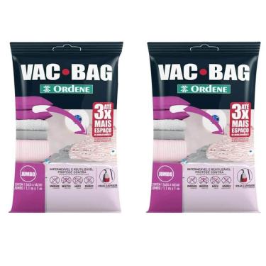Imagem de Kit 2 Vac Bag Jumbo Ordene 110x100cm Saco a Vácuo Plástico Edredom Casacos