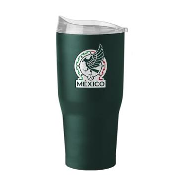 Imagem de Logo Brands Copo masculino de futebol nacional do México de 850 g - Aço inoxidável revestido com pó - resistente a vazamentos, mantém as bebidas quentes/frias por horas - uso diário