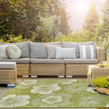 Imagem de Tapete externo para espaço livre de pátio, tapete impermeável de 1,5 x 2,3 m, tapetes de acampamento de palha de plástico reversível, tapete de trailer para varanda, deck, acampamento, varanda