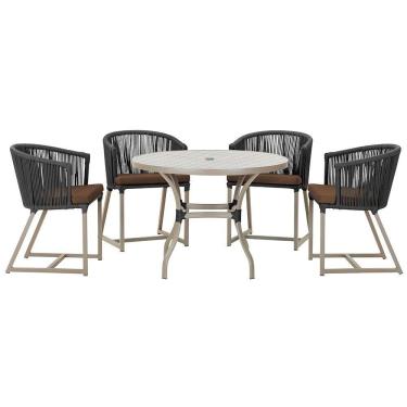 Imagem de Mesa com 4 Cadeiras de Jantar Roma 100cm e Noronha em Aluminío