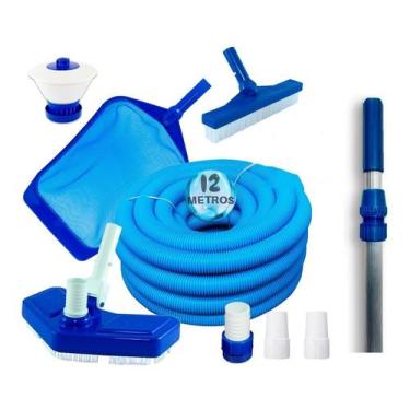 Imagem de Kit Limpeza Piscina 12m De Mangueira Cabo 3m Pooltec