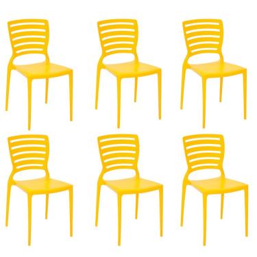 Imagem de Cadeira Sofia Amarela Polipropileno e Fibra de Vidro 6un - Tramontina 92237/000