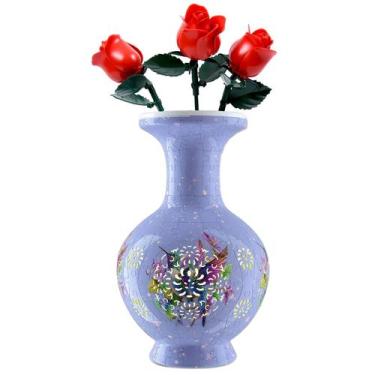 Imagem de Vaso de quebra-cabeça 3D YIZHOR LED Flower para adultos com 200 peças