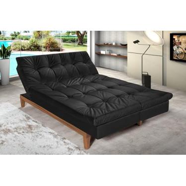Imagem de Sofá Cama Versátil Reclinável 3 Lugares 5 Posições Casal Premium Madero Suede Casa Imperial (PRETO 381)