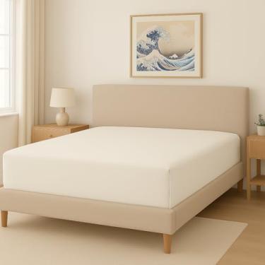 Imagem de Lençol King Avulso com Elástico 300 Fios 100% Algodão Egípcio – Toque Macio e Frescor Natural (Palha)