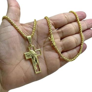 Imagem de Cordão 5Mm Peruano + Pingente São Jorge - Banhado A Ouro