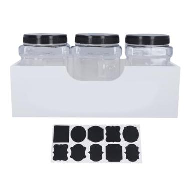 Imagem de Jarra de Tratamento para Animais de Estimação, Conjunto de Recipientes Herméticos 3 Frascos Transparentes de Grande Capacidade Com Suporte de Madeira, Suporte para Pet -telas