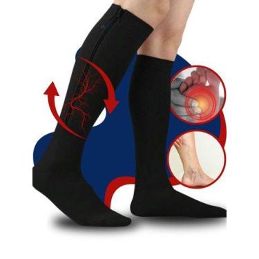 Imagem de Meia de Compressão Pós Cirúrgica Com Ziper Para Inchaço dores e Caimbr