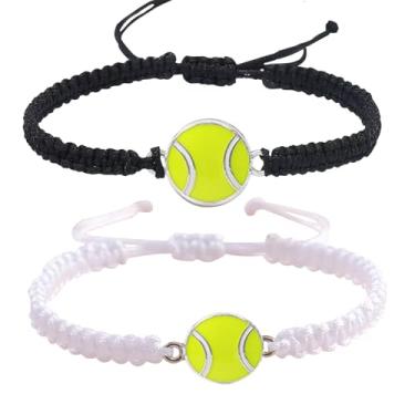 Imagem de Delllala 2 pulseiras esportivas trançadas, acessórios esportivos ajustáveis, softbol, basquete, beisebol, futebol, joias de futebol para fãs, ideais para presentes de aniversário ou Páscoa, One Size